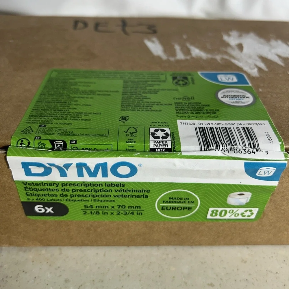 DYMO (6 rolls x 400 )LabelWriter Veterinary Prescription Labels 2-3/4
